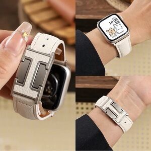 White Leather Smartwatch Band